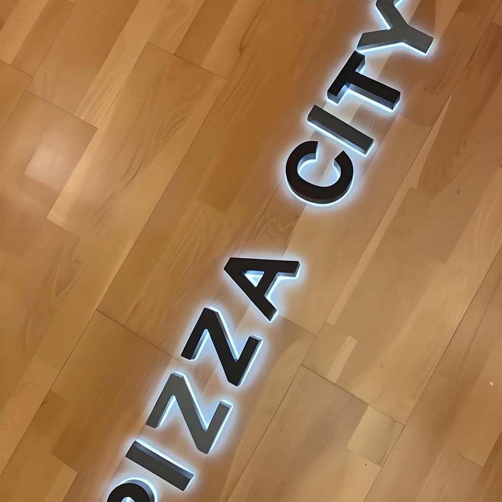 Custom LED Halo Backlit Metal Logo Sign – Office Reception & Workspace Branding
