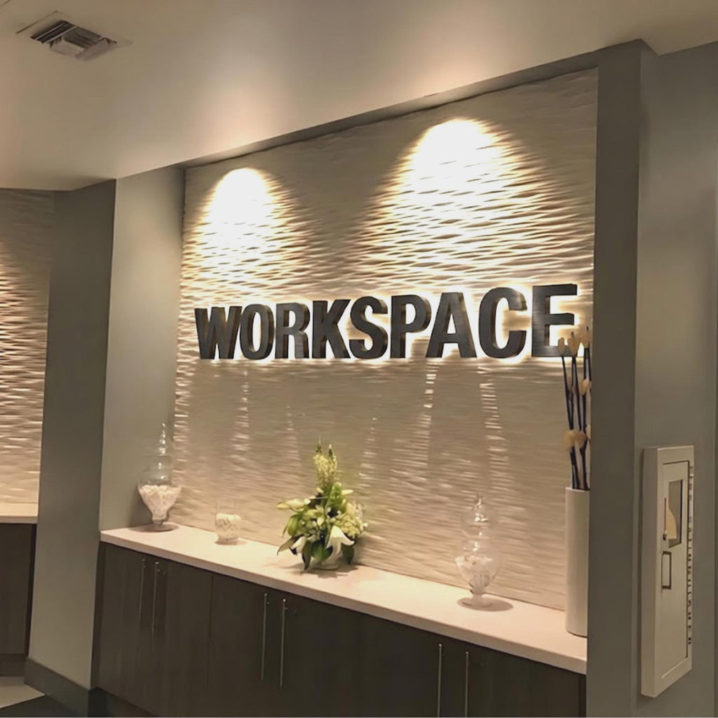 Custom LED Halo Backlit Metal Logo Sign – Office Reception & Workspace Branding