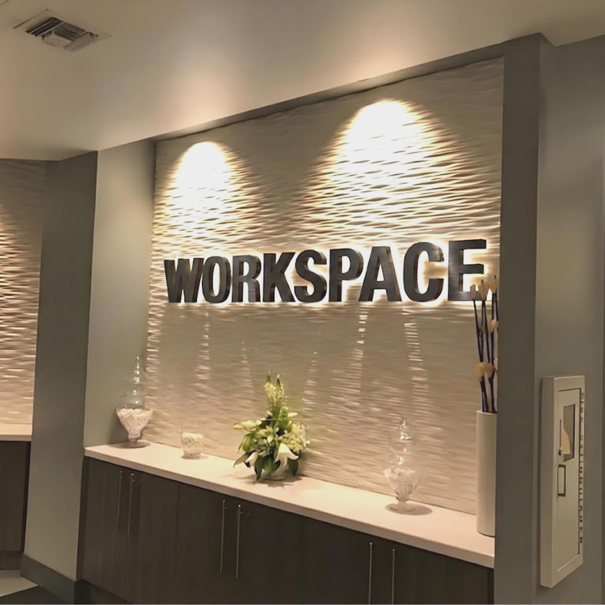 Custom LED Halo Backlit Metal Logo Sign – Office Reception & Workspace Branding