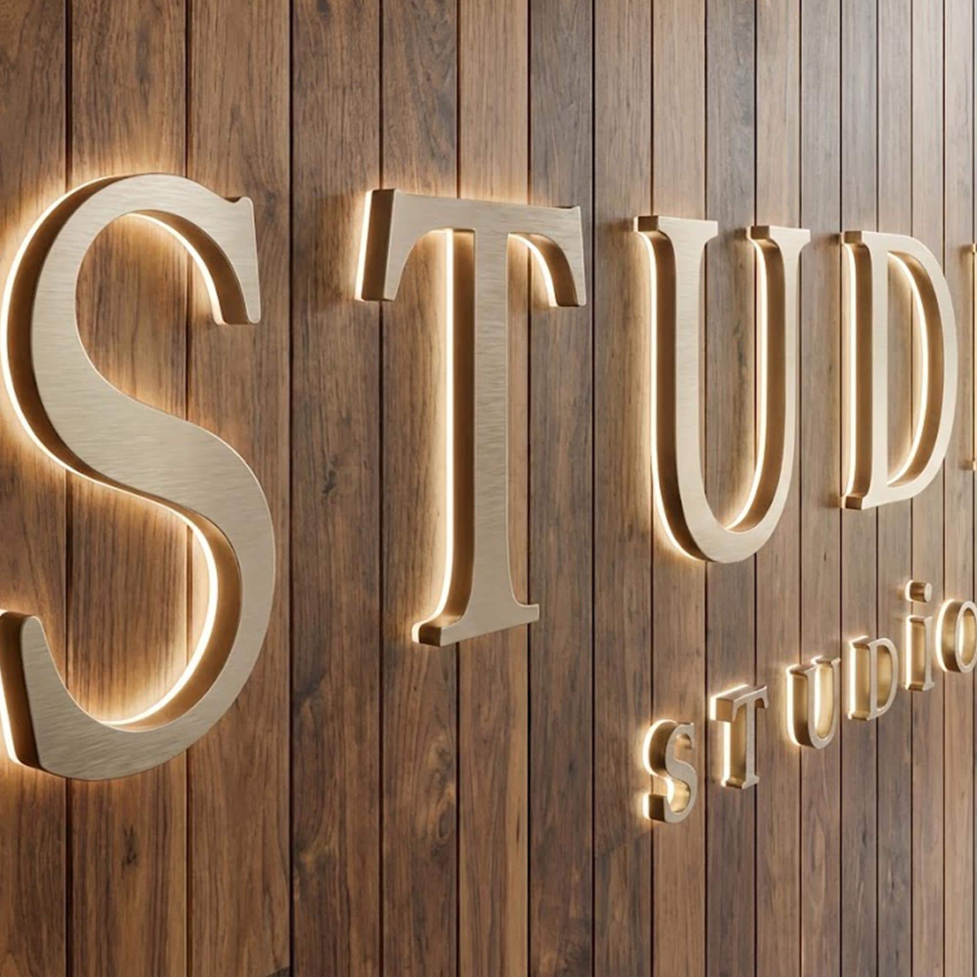 Custom LED Halo Backlit Waterproof Metal Logo Sign – Storefront, Office & Reception