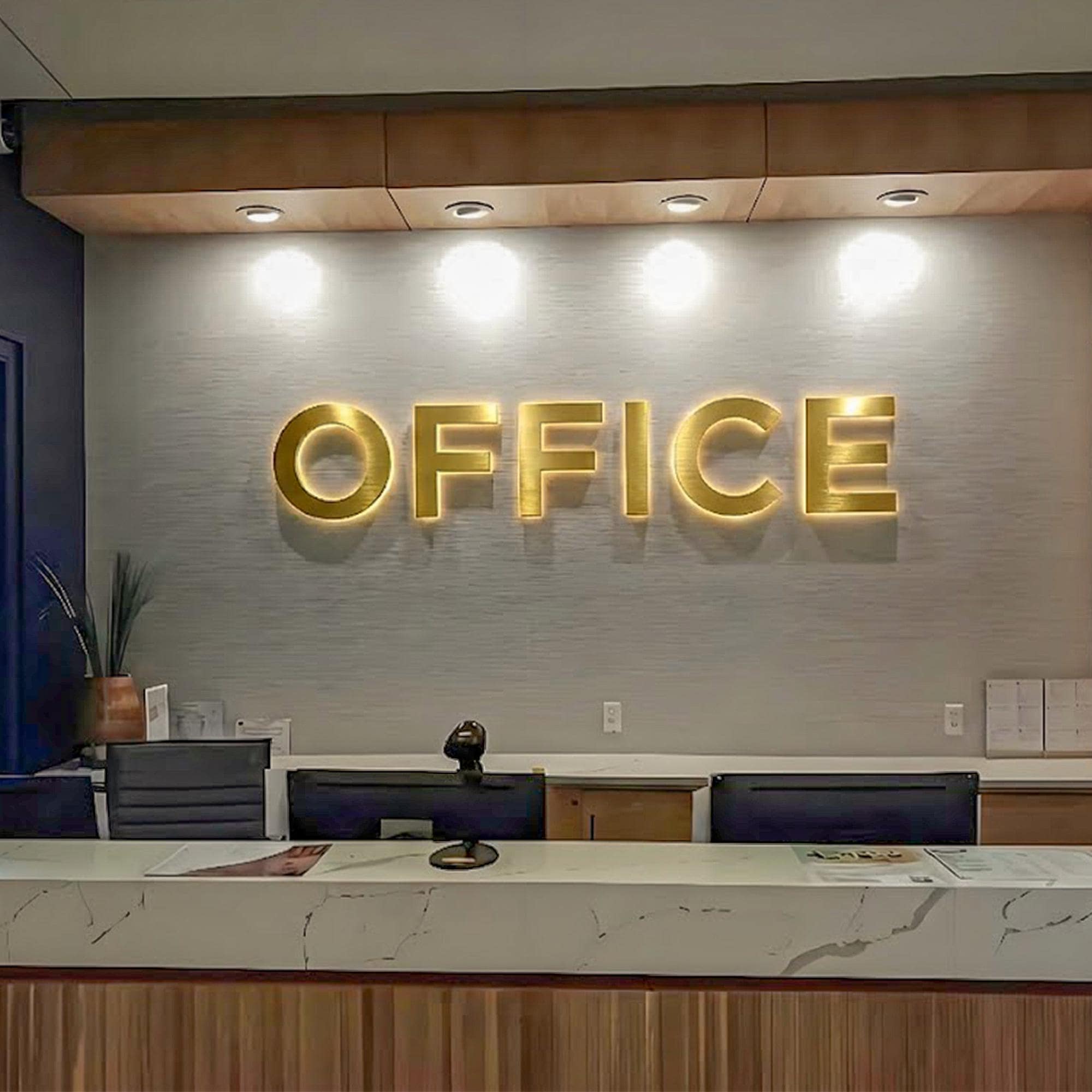 Custom LED Halo Backlit Waterproof Metal Logo Sign – Storefront, Office & Reception
