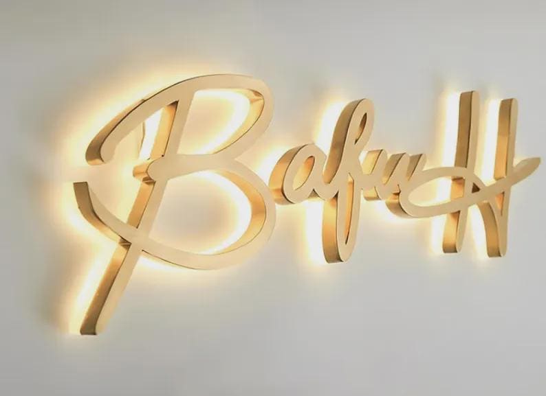 Custom LED Backlit Metal Logo Sign – 3D Business Logo for Office Reception & Storefront