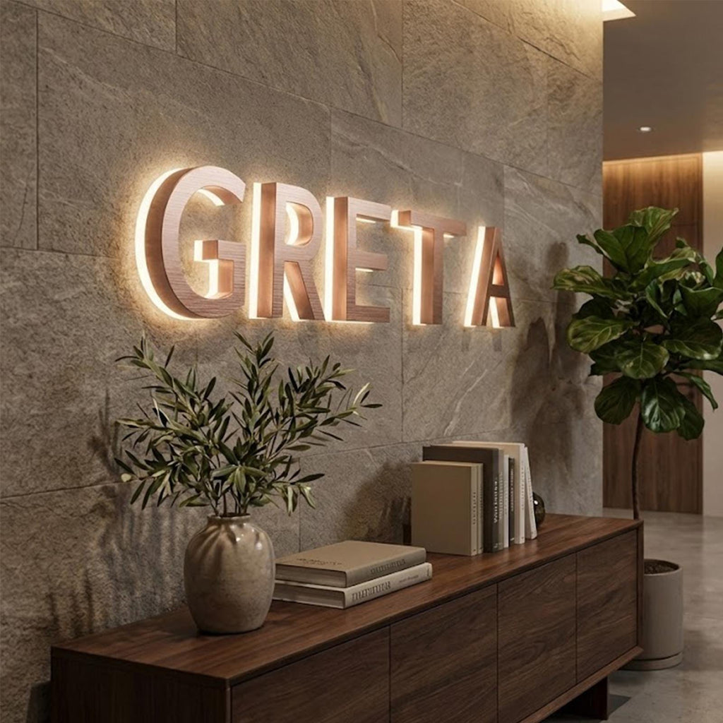 Custom LED Backlit Metal Logo Sign – 3D Business Logo for Office Reception & Storefront