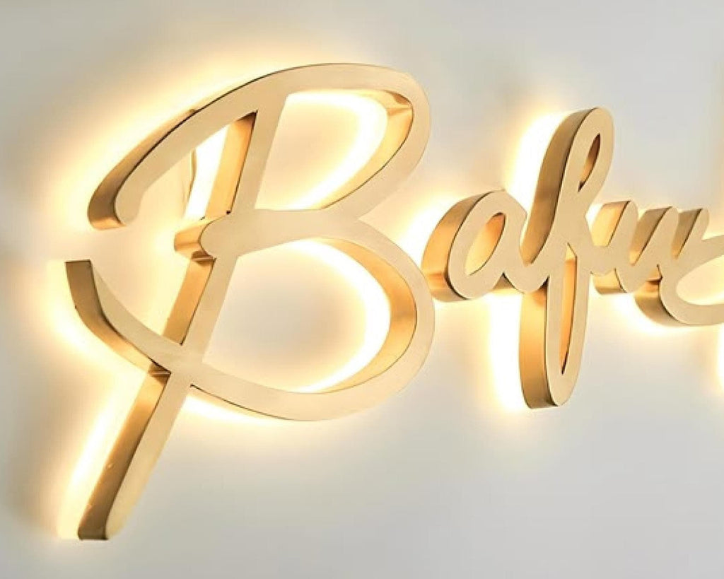 Custom LED Halo Backlit Metal Logo Sign – Storefront, Office & Reception Branding