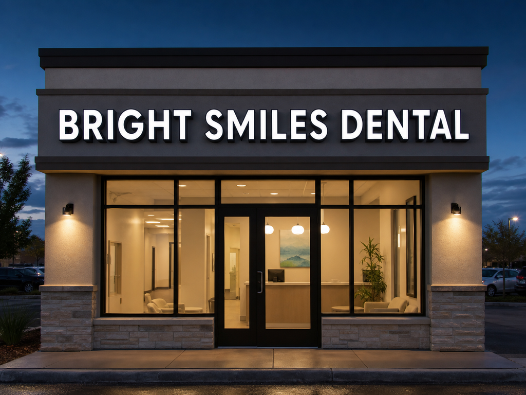 Nighttime illuminated visibility - custom front-lit channel letters for exterior storefronts