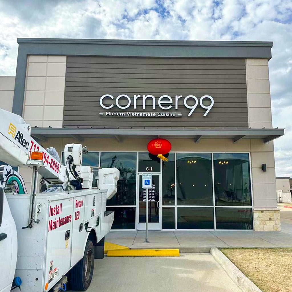 Supporting project view - custom front-lit channel letters with acrylic faces and aluminum returns