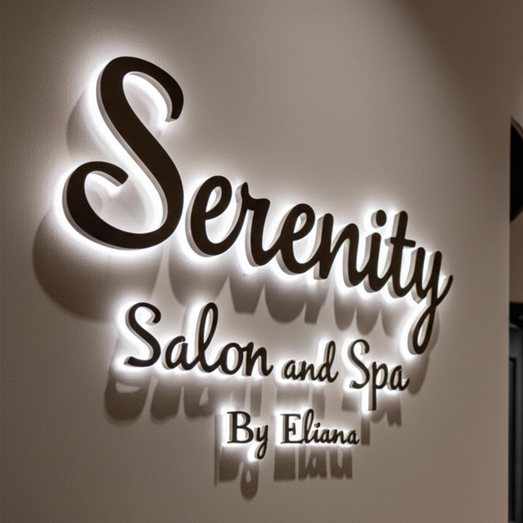 Application scene - custom gold stainless steel halo logo letters