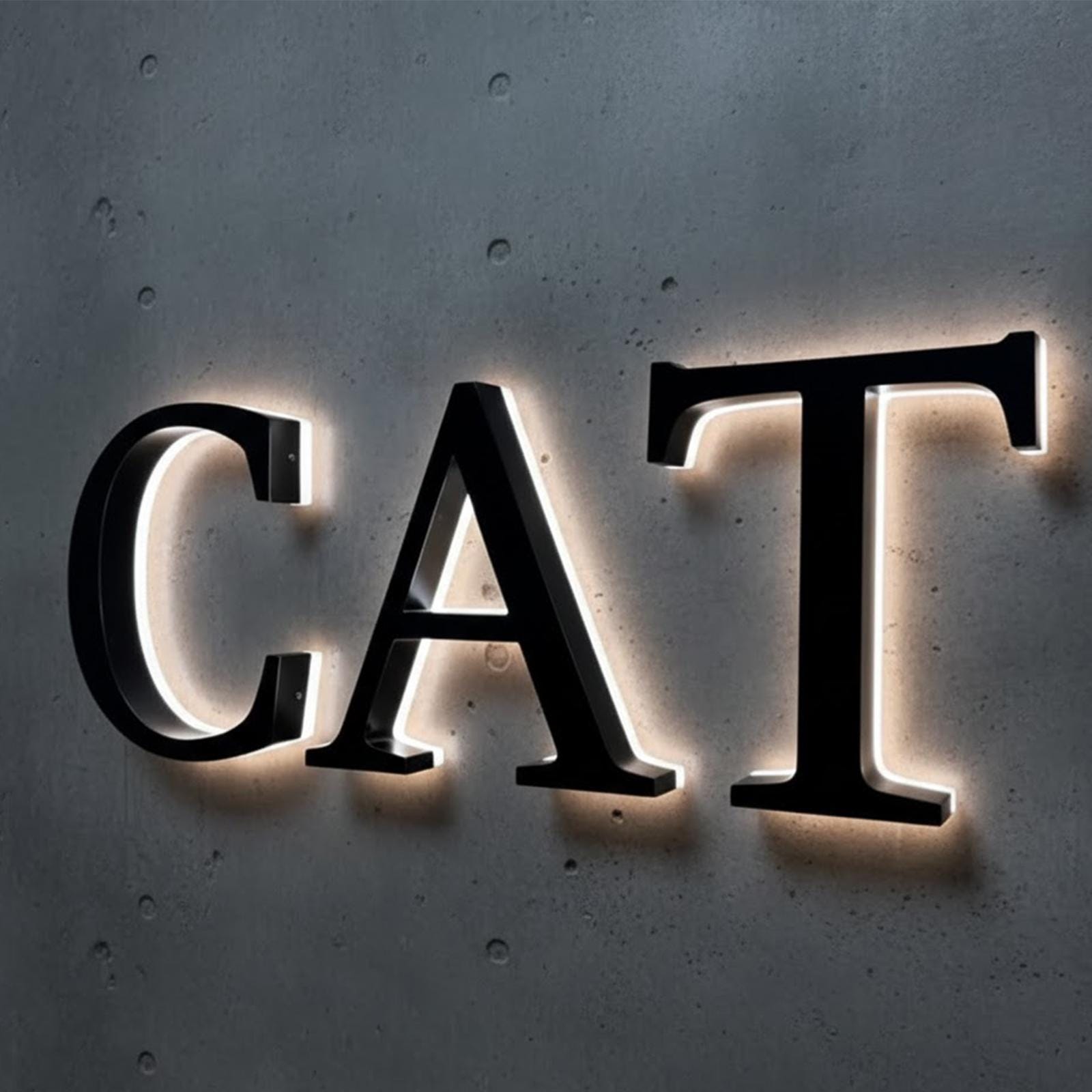 Supporting project view - custom gold stainless steel halo logo letters
