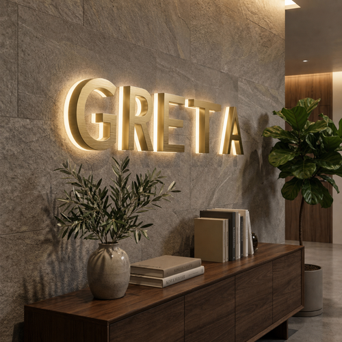 Reception wall hero - custom premium backlit reception logo signs