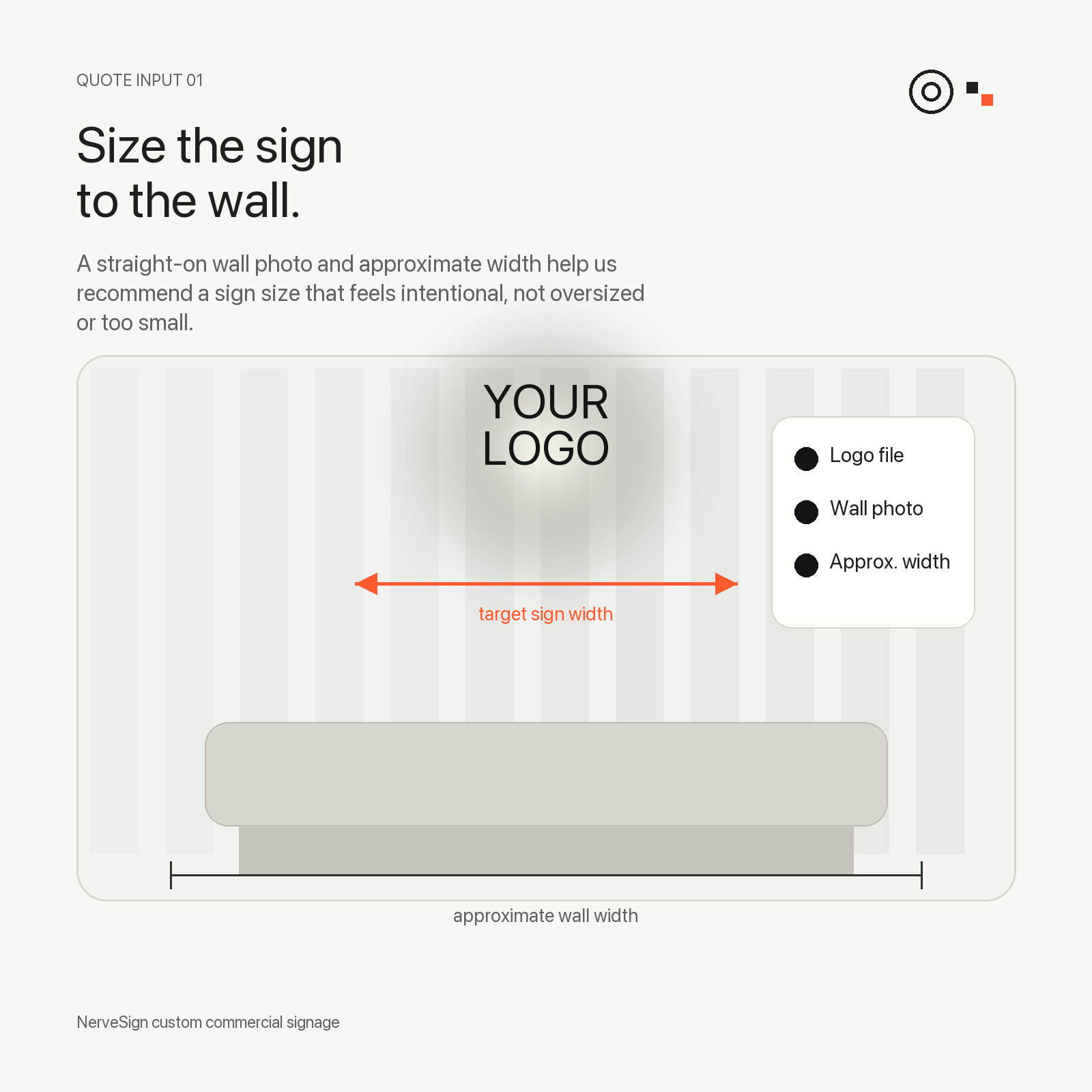 Size and wall proportion guide - custom premium backlit reception logo signs