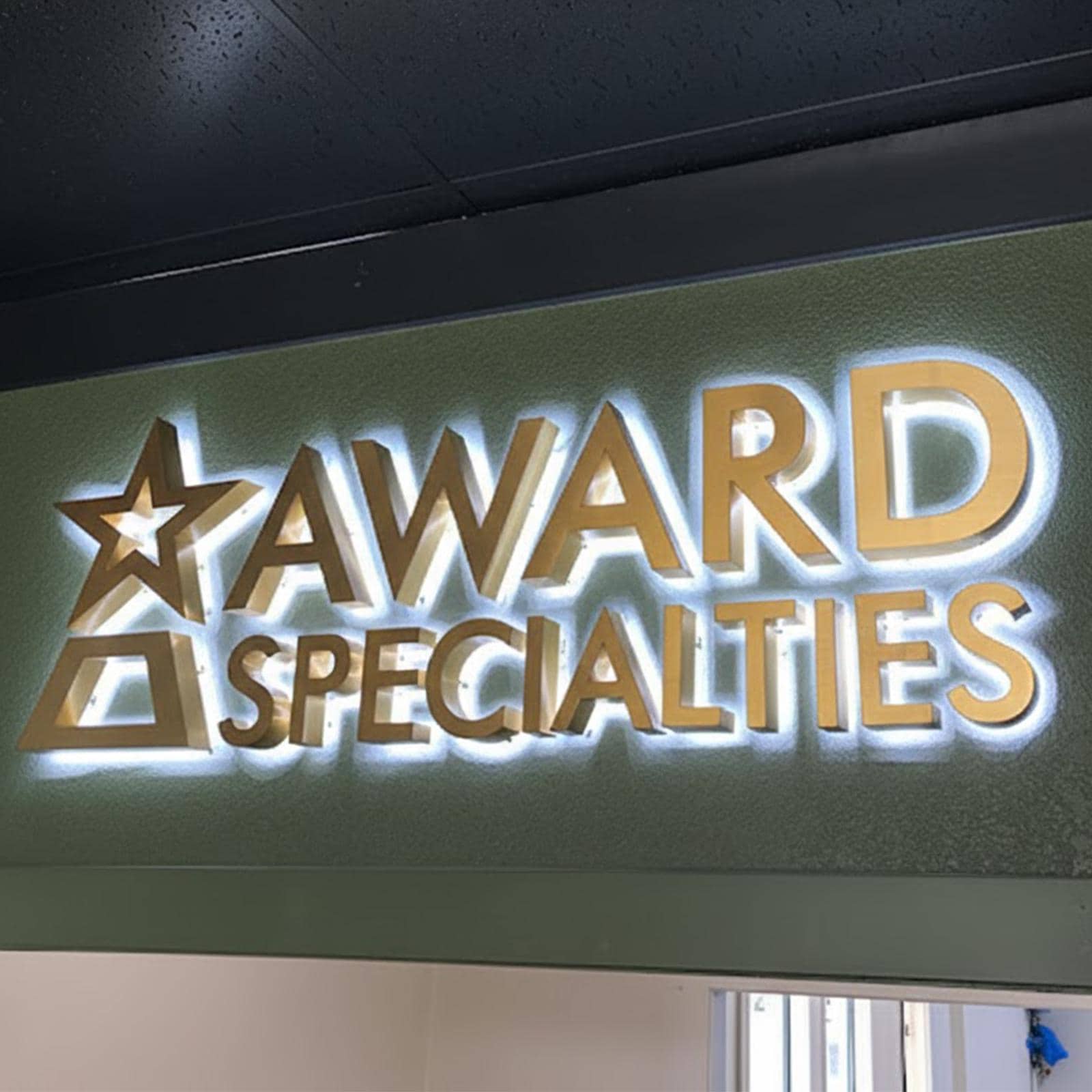 Supporting project view - custom premium backlit reception logo signs