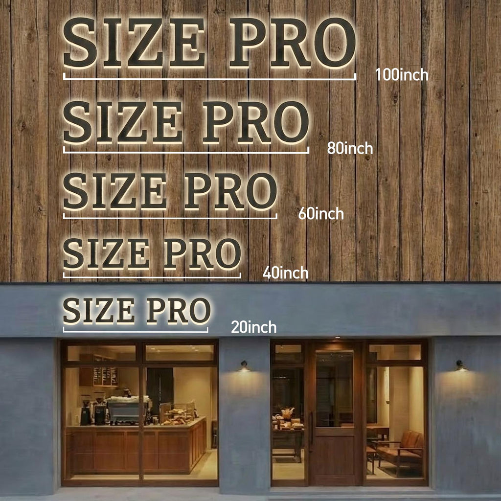 Size and wall proportion guide - custom outdoor waterproof LED logo signs