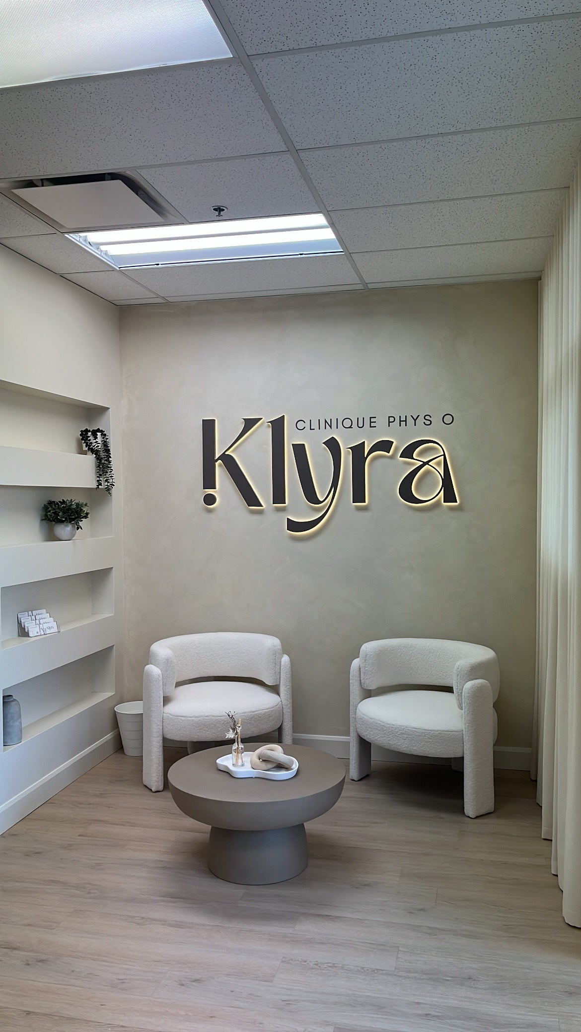 Reception logo sign in a finished interior space